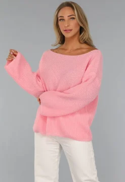 Roze Gebreide Oversized Trui
