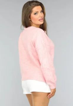 Roze Gebreid Strikjes Vest