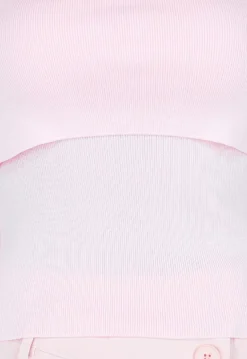 Roze Geribde Bandeau Top met Stretch