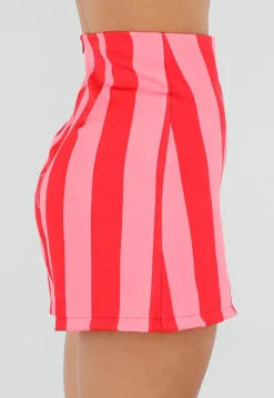 Roze Gestreepte Skort met Ingebouwd Broekje