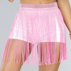 Roze Glitter Fringe Mini Rok