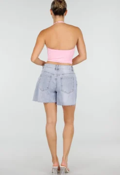 Roze Halter Sport Top met Verstelbaar Halterbandje, Uitneembare Pads en Stretch