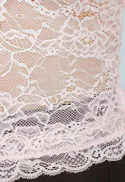 Roze Kanten Stretch Haltertop met Striksluiting