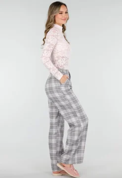 Roze Kanten Top met Lange Mouwen en Stretch