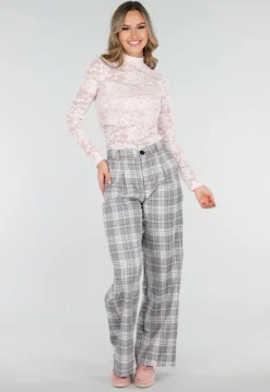 Roze Kanten Top met Lange Mouwen en Stretch