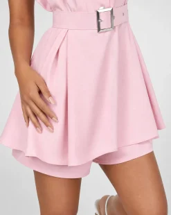 Roze Mouwloze Blazer Playsuit met Ceintuur