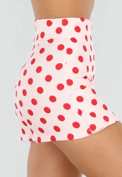 Roze Polkadot Skort met Split en Stretch