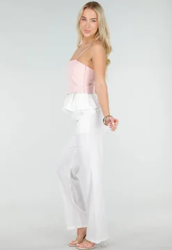 Roze Top met Peplum en Spaghettibandjes