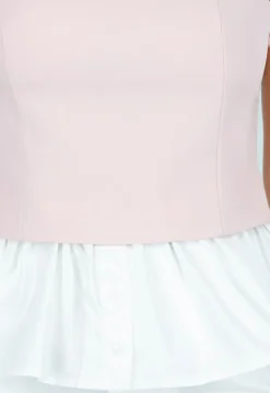 Roze Top met Peplum en Spaghettibandjes