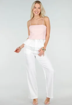 Roze Top met Peplum en Spaghettibandjes