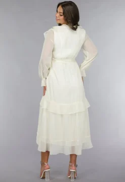 Ruched Maxi Jurk in Ecru