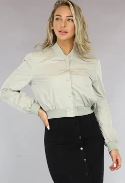 Salie Groene Cropped Bomber Jacket