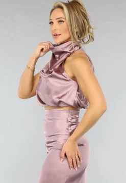 Satijnen Blush Roze Two Piece