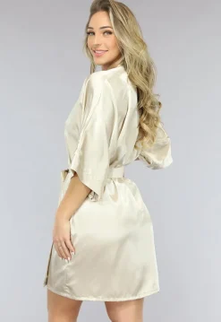 Satijnen Bridal Kimono Kort in Ivory