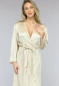 Satijnen Bridal Kimono Lang in Ivory