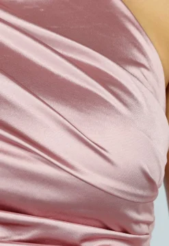 Satijnen Oudroze Halter Galajurk met Split