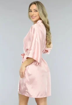 Satin Baby Roze Kimono Kort