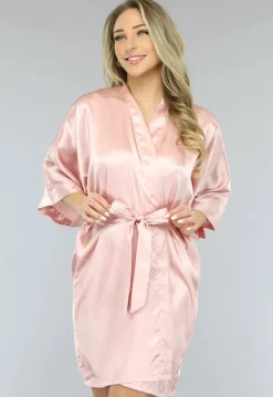 Satin Baby Roze Kimono Kort