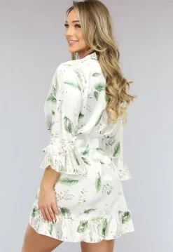 Satin Bloemen Kimono met Ruches