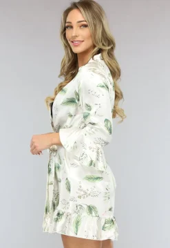 Satin Bloemen Kimono met Ruches
