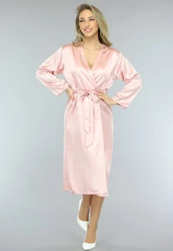 Satin Look Kimono Lang in Rosé