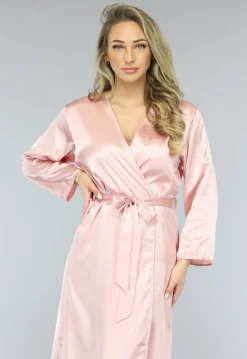 Satin Look Kimono Lang in Rosé
