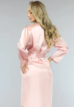 Satin Look Kimono Lang in Rosé