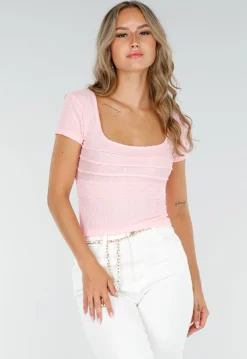 Schattige Roze Top met Kort Mouwtje voor de Zomer