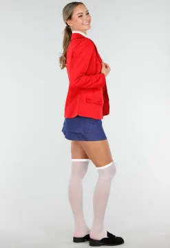 School Girl Uniform Kostuum met Rode Blazer en Stropdas