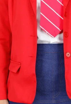 School Girl Uniform Kostuum met Rode Blazer en Stropdas