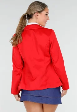 School Girl Uniform Kostuum met Rode Blazer en Stropdas