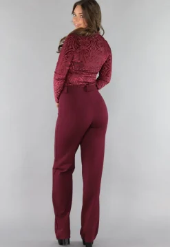 See Through Burgundy Top met Velvet Print