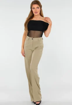 See Through Doorschijnende Zwarte Off-Shoulder Stretch Mesh Top