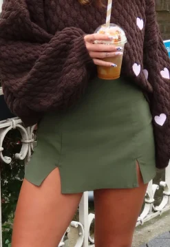 Skort Army Green met Stretch en Splitjes