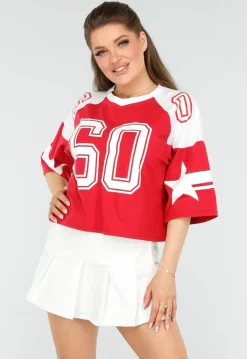 Sportief Rood Baseball T-Shirt met Ster