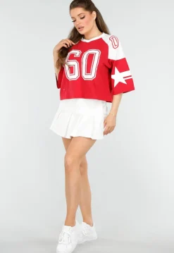 Sportief Rood Baseball T-Shirt met Ster