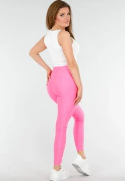 Sportieve Legging in Felroze met Hoge Tailleband