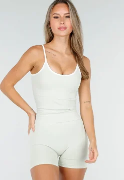 Sportieve Top in Groen met Witte Randen