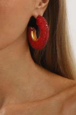 Statement Oorbellen met Strass en Glanzende Afwerking