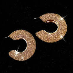 Statement Oorbellen met Strass en Glanzende Afwerking