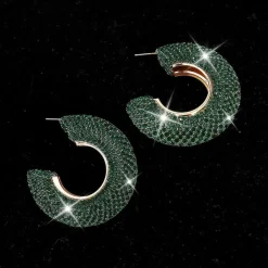 Statement Oorbellen met Strass en Glanzende Afwerking