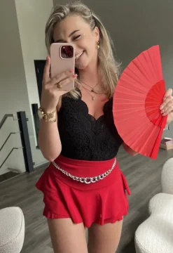 Stijvolle Plastic Hand Waaier Rood