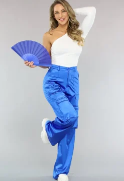 Stijvolle Plastic Waaier Royal Blauw