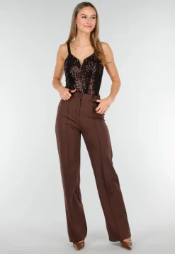 Straight Leg Bruine Pantalon Super Stretch