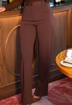 Straight Leg Bruine Pantalon Super Stretch
