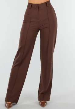 Straight Leg Bruine Pantalon Super Stretch