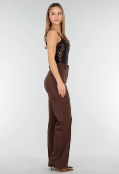 Straight Leg Bruine Pantalon Super Stretch