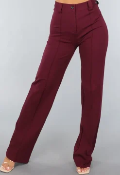 Straight Leg Burgundy Pantalon