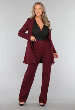 Straight Leg Burgundy Pantalon