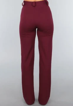 Straight Leg Burgundy Pantalon